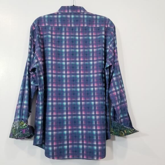 Robert Graham Plaid Multicolor Button Down Shirt Long Sleeves 100% Cotton - Picture 9 of 14